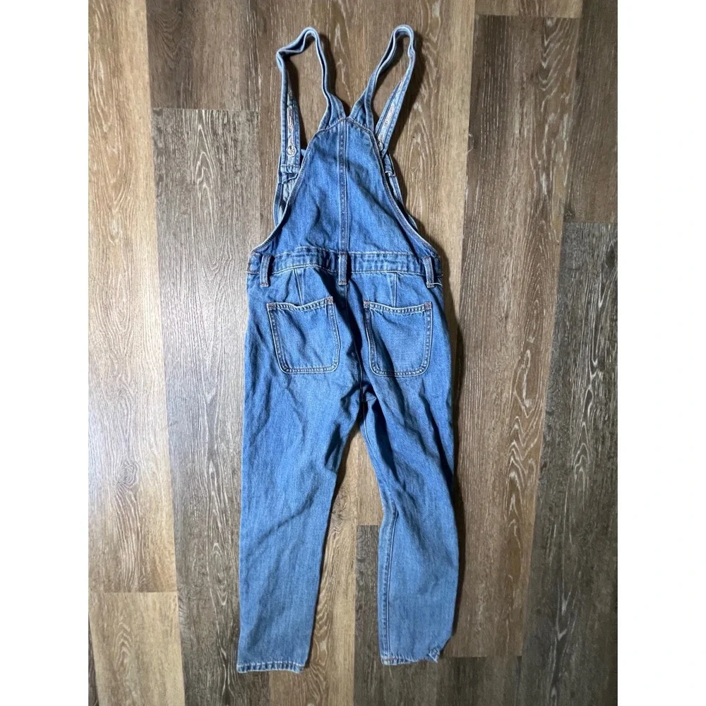 Old Navy Denim Overalls Kids L (10-12)‎ Blue Distressed Bib Straight Leg
